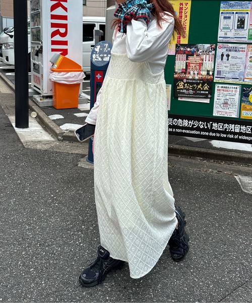 PILIT（ピリット）の「【インナーSET】ジャガードキャミワンピース（ワンピース・レディース・アイボリー/ブラック・MEDIUM）」の4枚目の写真