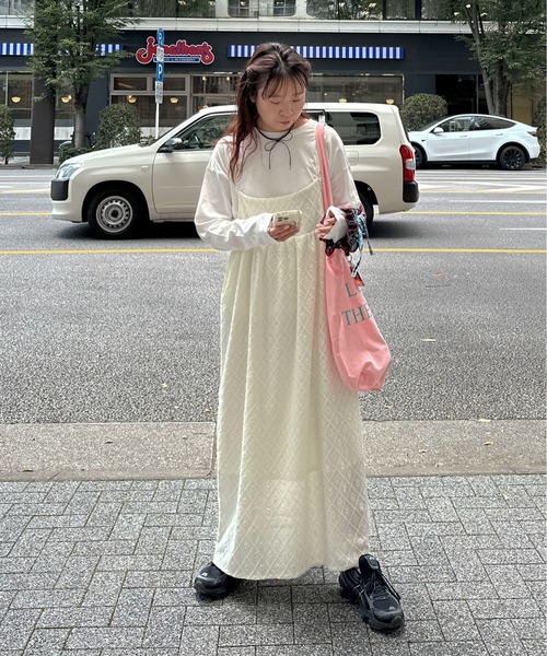 PILIT（ピリット）の「【インナーSET】ジャガードキャミワンピース（ワンピース・レディース・アイボリー/ブラック・MEDIUM）」の7枚目の写真