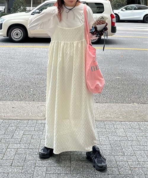 PILIT（ピリット）の「【インナーSET】ジャガードキャミワンピース（ワンピース・レディース・アイボリー/ブラック・MEDIUM）」の8枚目の写真