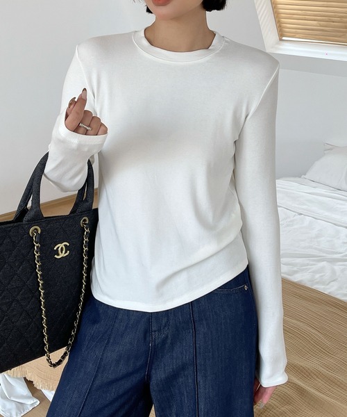 Lace Ladies（レースレディース）の「クルーネック  長袖 ベーシック プルオーバー カットソー（Tシャツ/カットソー・レディース・ブラック/ネイビー/ダークグレー/ピンク/ライトグレー/ホワイト・FREE）」の2枚目の写真