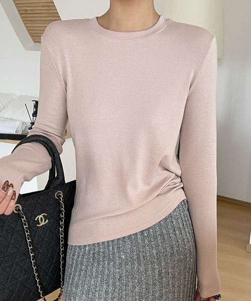 Lace Ladies（レースレディース）の「クルーネック  長袖 ベーシック プルオーバー カットソー（Tシャツ/カットソー・レディース・ブラック/ネイビー/ダークグレー/ピンク/ライトグレー/ホワイト・FREE）」の6枚目の写真