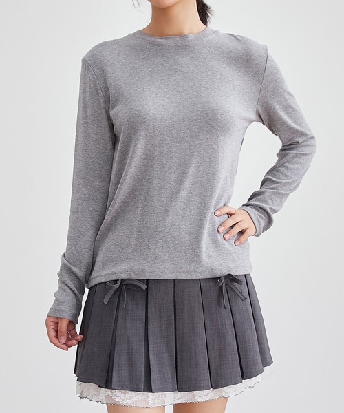Lace Ladies（レースレディース）の「クルーネック  長袖 ベーシック プルオーバー カットソー（Tシャツ/カットソー・レディース・ブラック/ネイビー/ダークグレー/ピンク/ライトグレー/ホワイト・FREE）」の3枚目の写真