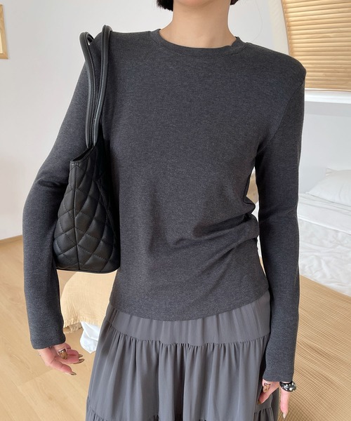 Lace Ladies（レースレディース）の「クルーネック  長袖 ベーシック プルオーバー カットソー（Tシャツ/カットソー・レディース・ブラック/ネイビー/ダークグレー/ピンク/ライトグレー/ホワイト・FREE）」の4枚目の写真