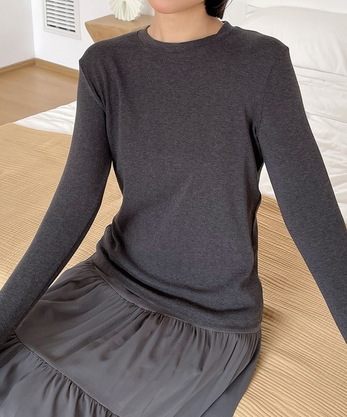 Lace Ladies（レースレディース）の「クルーネック  長袖 ベーシック プルオーバー カットソー（Tシャツ/カットソー・レディース・ブラック/ネイビー/ダークグレー/ピンク/ライトグレー/ホワイト・FREE）」の18枚目の写真