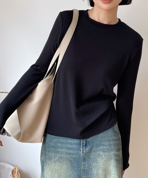 Lace Ladies（レースレディース）の「クルーネック  長袖 ベーシック プルオーバー カットソー（Tシャツ/カットソー・レディース・ブラック/ネイビー/ダークグレー/ピンク/ライトグレー/ホワイト・FREE）」の19枚目の写真