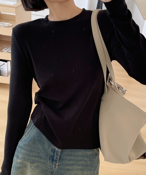 Lace Ladies（レースレディース）の「クルーネック  長袖 ベーシック プルオーバー カットソー（Tシャツ/カットソー・レディース・ブラック/ネイビー/ダークグレー/ピンク/ライトグレー/ホワイト・FREE）」の20枚目の写真
