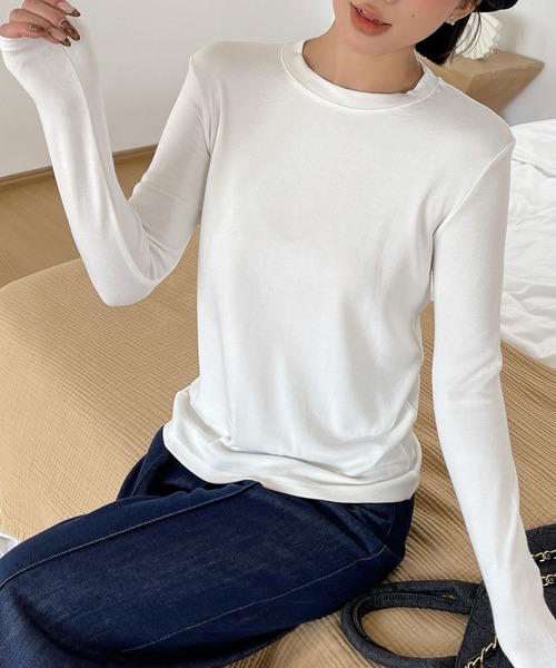 Lace Ladies（レースレディース）の「クルーネック  長袖 ベーシック プルオーバー カットソー（Tシャツ/カットソー・レディース・ブラック/ネイビー/ダークグレー/ピンク/ライトグレー/ホワイト・FREE）」の8枚目の写真