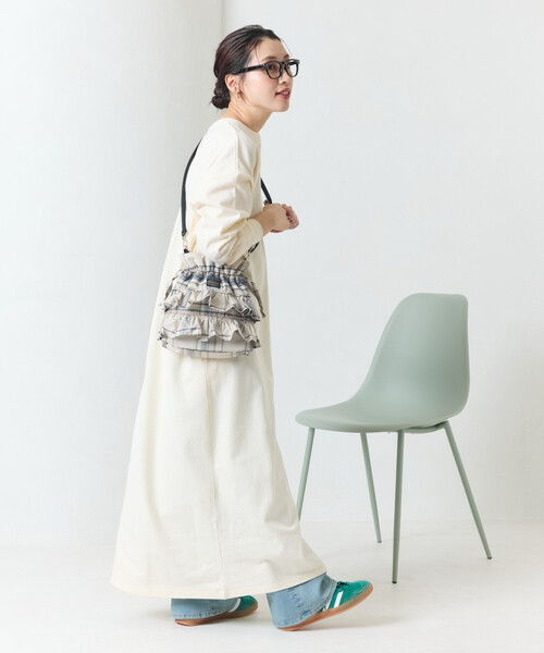 新品♡SOUSOU コラボ ストレッチコーデュロイヘンリーネックロングワンピース 限定展開 USAコットン ヘンリーネック ロングスリーブ