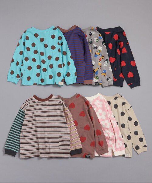 BREEZE（ブリーズ）の「【前後着用OK】どっちも正解 DAISUKI 総柄ロンT_ジュニア対応（Tシャツ/カットソー・キッズ・ブラウン/グレー/ネイビー/アイボリー/レインボー/ピンク/サックスブルー/キャメル・130/140/90/100/110/120/80）」の13枚目の写真