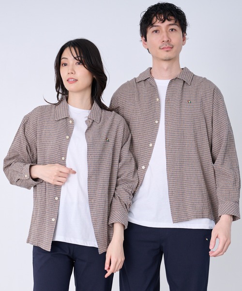 Arnold Palmer(アーノルドパーマー)の「シェア パナマチェック 長袖シャツ + 半袖Tシャツ セット(アンサンブル・レディース・ブラウン/ブラック/グリーン・LL/XS/L/M/S)」の2枚目の写真