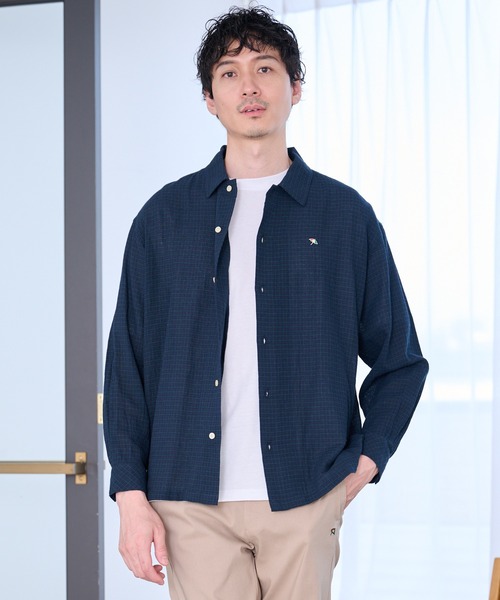 Arnold Palmer(アーノルドパーマー)の「シェア パナマチェック 長袖シャツ + 半袖Tシャツ セット(アンサンブル・レディース・ブラウン/ブラック/グリーン・LL/XS/L/M/S)」の3枚目の写真