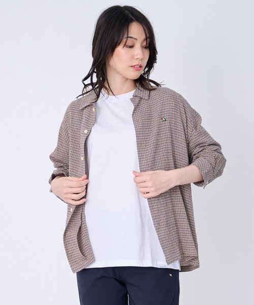 Arnold Palmer(アーノルドパーマー)の「シェア パナマチェック 長袖シャツ + 半袖Tシャツ セット(アンサンブル・レディース・ブラウン/ブラック/グリーン・LL/XS/L/M/S)」の8枚目の写真