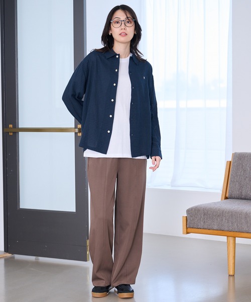 Arnold Palmer(アーノルドパーマー)の「シェア パナマチェック 長袖シャツ + 半袖Tシャツ セット(アンサンブル・レディース・ブラウン/ブラック/グリーン・LL/XS/L/M/S)」の13枚目の写真