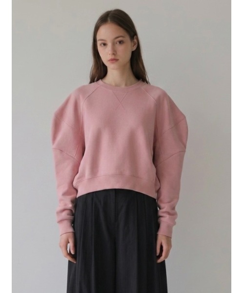 AMOMMA（アモマ）の「PUFF SLEEVE SWEAT 起毛なし（スウェット・レディース・ブラック/グレー/チャコールグレー/ネイビー/ホワイト/ブラウン/その他/ベージュ/ピンク・FREE）」の8枚目の写真