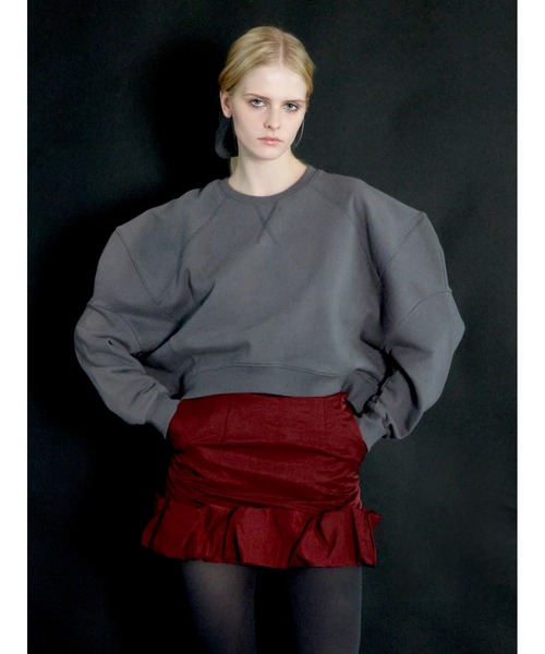 AMOMMA（アモマ）の「PUFF SLEEVE SWEAT 起毛なし（スウェット・レディース・ブラック/グレー/チャコールグレー/ネイビー/ホワイト/ブラウン/その他/ベージュ/ピンク・FREE）」の18枚目の写真