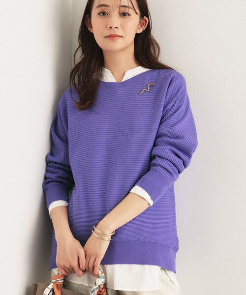 INDIVI（インディヴィ）の「【洗える/体型カバー】美シルエットニット（ニット/セーター・レディース・パープル/ライトパープル/オフホワイト/チャコールグレー/ブラウン系・05/13/15 /34/38/19）」の5枚目の写真