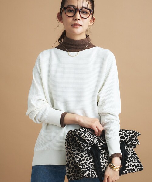 INDIVI（インディヴィ）の「【洗える/体型カバー】美シルエットニット（ニット/セーター・レディース・パープル/ライトパープル/オフホワイト/チャコールグレー/ブラウン系・05/13/15 /34/38/19）」の7枚目の写真