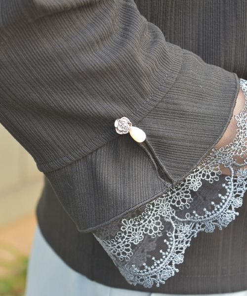 axes femme（アクシーズファム）の「カラー刺繍チュールレースプルオーバー（Tシャツ/カットソー・レディース・ブルー/ワイン/ブラック/ホワイト・FREE）」の8枚目の写真