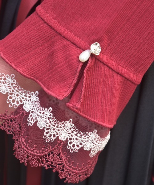 axes femme（アクシーズファム）の「カラー刺繍チュールレースプルオーバー（Tシャツ/カットソー・レディース・ブルー/ワイン/ブラック/ホワイト・FREE）」の9枚目の写真