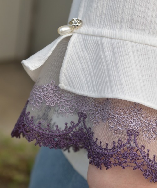 axes femme（アクシーズファム）の「カラー刺繍チュールレースプルオーバー（Tシャツ/カットソー・レディース・ブルー/ワイン/ブラック/ホワイト・FREE）」の11枚目の写真