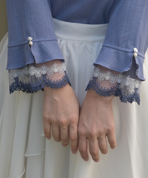 axes femme（アクシーズファム）の「カラー刺繍チュールレースプルオーバー（Tシャツ/カットソー・レディース・ブルー/ワイン/ブラック/ホワイト・FREE）」の14枚目の写真