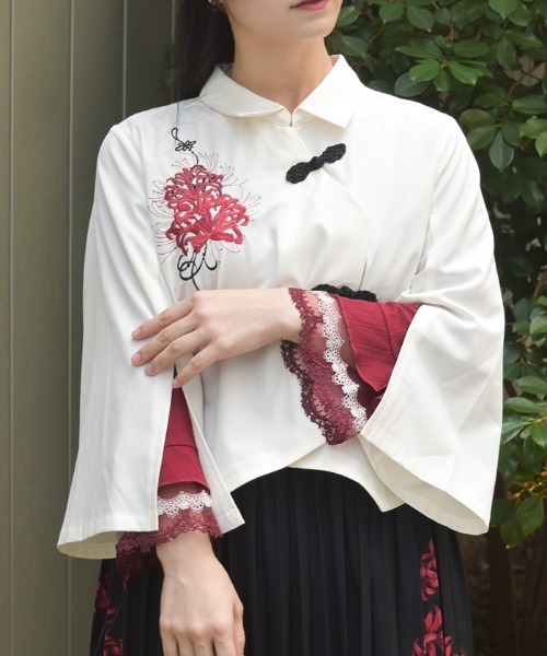 axes femme（アクシーズファム）の「カラー刺繍チュールレースプルオーバー（Tシャツ/カットソー・レディース・ブルー/ワイン/ブラック/ホワイト・FREE）」の13枚目の写真