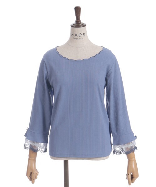 axes femme（アクシーズファム）の「カラー刺繍チュールレースプルオーバー（Tシャツ/カットソー・レディース・ブルー/ワイン/ブラック/ホワイト・FREE）」の15枚目の写真