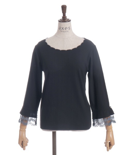 axes femme（アクシーズファム）の「カラー刺繍チュールレースプルオーバー（Tシャツ/カットソー・レディース・ブルー/ワイン/ブラック/ホワイト・FREE）」の21枚目の写真