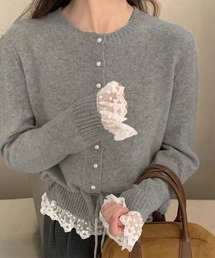 Miniministore（ミニミニストア）の「レース切り替えニットカーディガン長袖秋冬（ニット/セーター）」