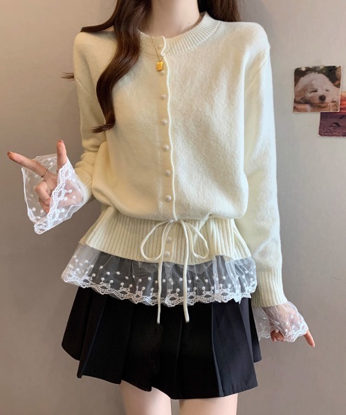 Miniministore(ミニミニストア)の「レース切り替えニットカーディガン長袖秋冬(ニット/セーター・レディース・アイボリー/ブラック/グレー/ブルー/レッド/ラベンダー/イエロー・FREE)」の17枚目の写真