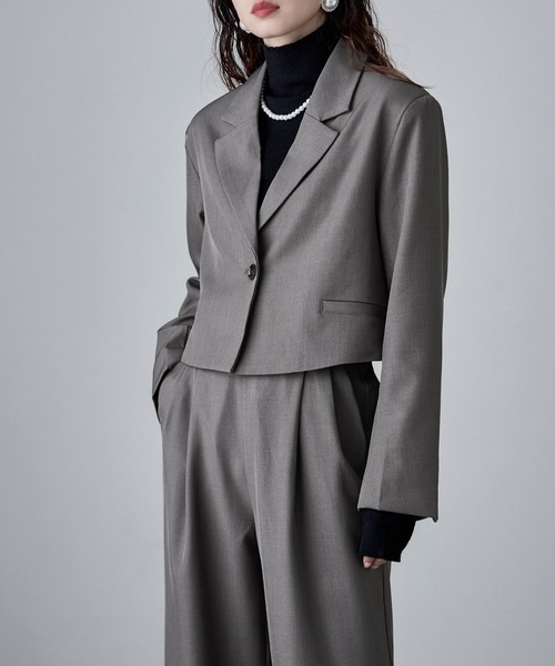 etoll.（エトル）の「【単品】ツイルショートテーラードジャケット（テーラードジャケット・レディース・グレー/ブラック/カーキ/ブラウン・M）」の11枚目の写真