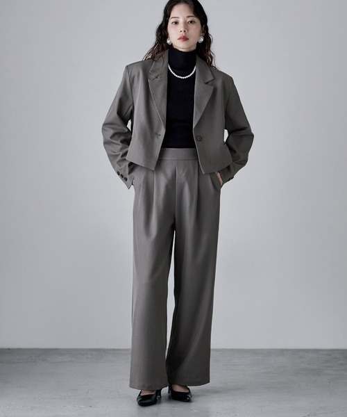 etoll.（エトル）の「【単品】ツイルショートテーラードジャケット（テーラードジャケット・レディース・グレー/ブラック/カーキ/ブラウン・M）」の10枚目の写真