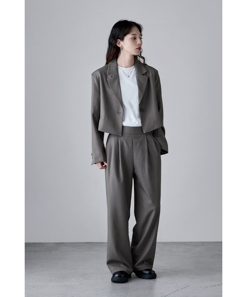 etoll.（エトル）の「【単品】ツイルショートテーラードジャケット（テーラードジャケット・レディース・グレー/ブラック/カーキ/ブラウン・M）」の12枚目の写真