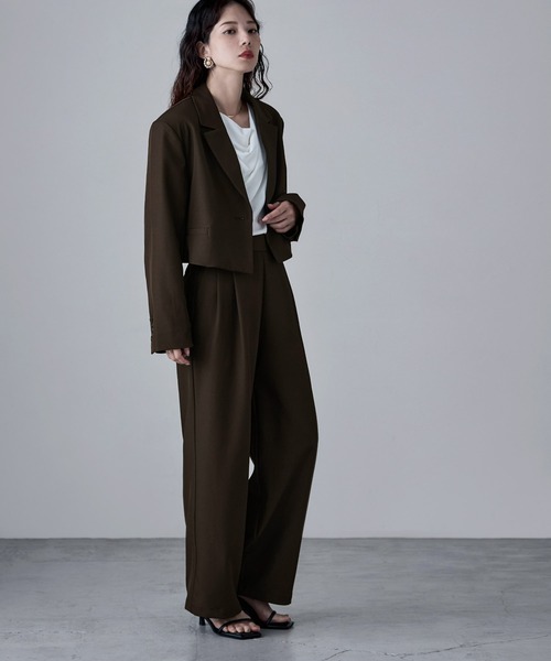 etoll.（エトル）の「【単品】ツイルショートテーラードジャケット（テーラードジャケット・レディース・グレー/ブラック/カーキ/ブラウン・M）」の15枚目の写真