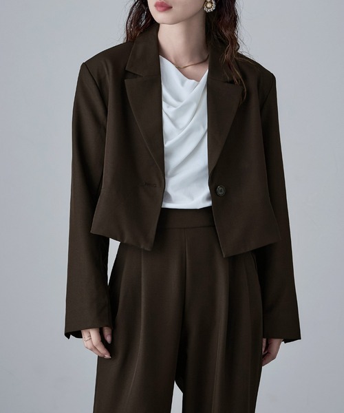 etoll.（エトル）の「【単品】ツイルショートテーラードジャケット（テーラードジャケット・レディース・グレー/ブラック/カーキ/ブラウン・M）」の19枚目の写真