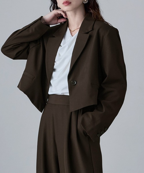 etoll.（エトル）の「【単品】ツイルショートテーラードジャケット（テーラードジャケット・レディース・グレー/ブラック/カーキ/ブラウン・M）」の14枚目の写真