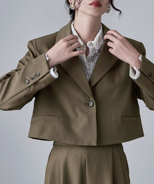 etoll.（エトル）の「【単品】ツイルショートテーラードジャケット（テーラードジャケット・レディース・グレー/ブラック/カーキ/ブラウン・M）」の21枚目の写真