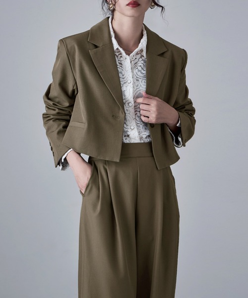 etoll.（エトル）の「【単品】ツイルショートテーラードジャケット（テーラードジャケット・レディース・グレー/ブラック/カーキ/ブラウン・M）」の22枚目の写真