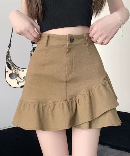 SPIGA(スピーガ)の「バイヤスフリルミニスカート(スカート・レディース・ブラック/ホワイト/ベージュ・SMALL/MEDIUM/LARGE/X-LARGE)」の1枚目の写真