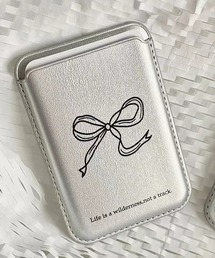 【SANSeLF】 リボンプリントカードケース スリムフォルム コンパクト スマホグッズ sac25a019