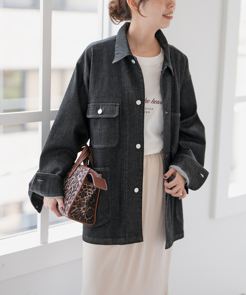 Spick & Span（スピックアンドスパン）の「RED CARD TOKYO / レッドカード トーキョー 別注Chore Coat*（デニムジャケット・レディース・ブラック・SMALL）」の2枚目の写真