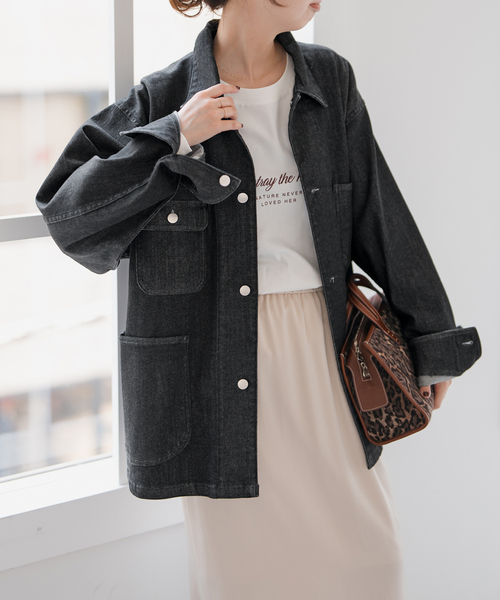 Spick & Span（スピックアンドスパン）の「RED CARD TOKYO / レッドカード トーキョー 別注Chore Coat*（デニムジャケット・レディース・ブラック・SMALL）」の3枚目の写真