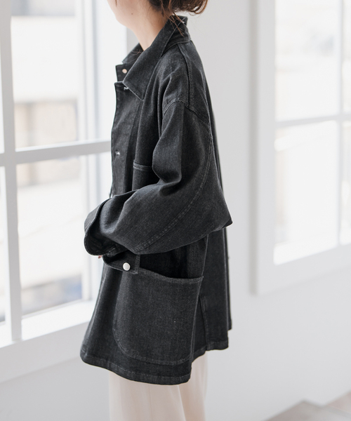 Spick & Span（スピックアンドスパン）の「RED CARD TOKYO / レッドカード トーキョー 別注Chore Coat*（デニムジャケット・レディース・ブラック・SMALL）」の4枚目の写真