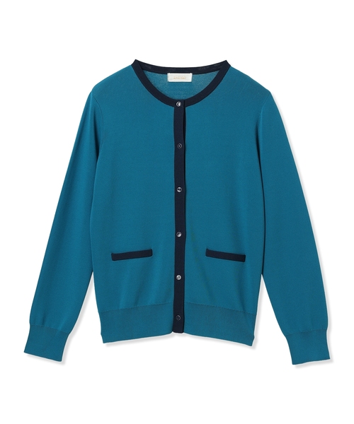 A/C DESIGN BY ALPHA CUBIC（エーシーデザインバイアルファキュービック）の「バイカラーカーディガン【洗える・毛玉になりにくい】（カーディガン/ボレロ・レディース・ベージュ/ネイビー/グリーン・LL/M/L）」の4枚目の写真