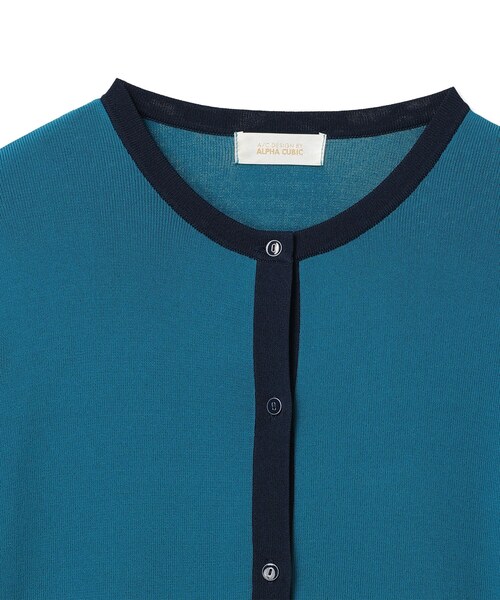 A/C DESIGN BY ALPHA CUBIC（エーシーデザインバイアルファキュービック）の「バイカラーカーディガン【洗える・毛玉になりにくい】（カーディガン/ボレロ・レディース・ベージュ/ネイビー/グリーン・LL/M/L）」の6枚目の写真