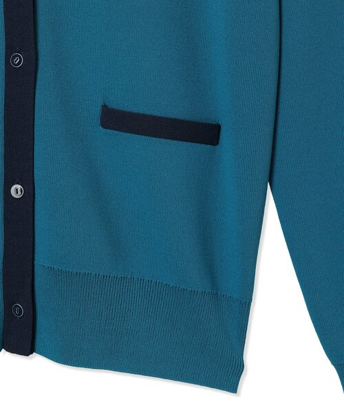 A/C DESIGN BY ALPHA CUBIC（エーシーデザインバイアルファキュービック）の「バイカラーカーディガン【洗える・毛玉になりにくい】（カーディガン/ボレロ・レディース・ベージュ/ネイビー/グリーン・LL/M/L）」の7枚目の写真