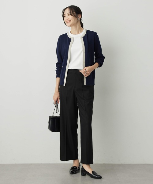 A/C DESIGN BY ALPHA CUBIC（エーシーデザインバイアルファキュービック）の「バイカラーカーディガン【洗える・毛玉になりにくい】（カーディガン/ボレロ・レディース・ベージュ/ネイビー/グリーン・LL/M/L）」の21枚目の写真