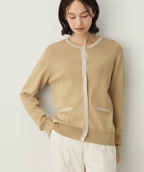 A/C DESIGN BY ALPHA CUBIC（エーシーデザインバイアルファキュービック）の「バイカラーカーディガン【洗える・毛玉になりにくい】（カーディガン/ボレロ・レディース・ベージュ/ネイビー/グリーン・LL/M/L）」の14枚目の写真