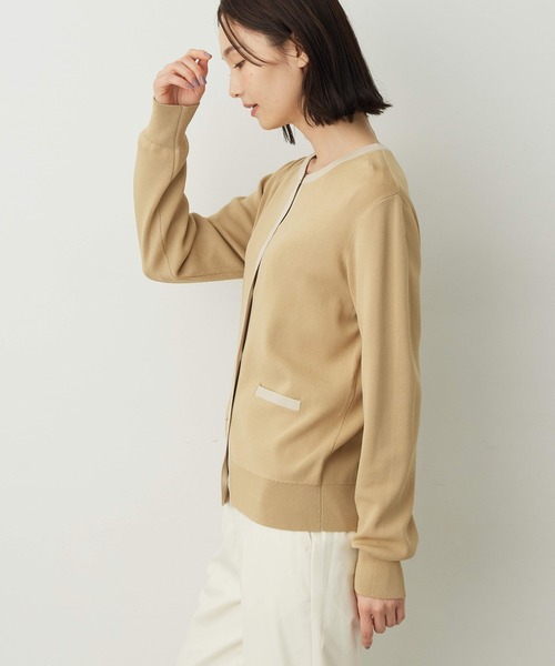 A/C DESIGN BY ALPHA CUBIC（エーシーデザインバイアルファキュービック）の「バイカラーカーディガン【洗える・毛玉になりにくい】（カーディガン/ボレロ・レディース・ベージュ/ネイビー/グリーン・LL/M/L）」の15枚目の写真