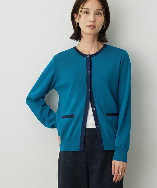 A/C DESIGN BY ALPHA CUBIC（エーシーデザインバイアルファキュービック）の「バイカラーカーディガン【洗える・毛玉になりにくい】（カーディガン/ボレロ・レディース・ベージュ/ネイビー/グリーン・LL/M/L）」の17枚目の写真